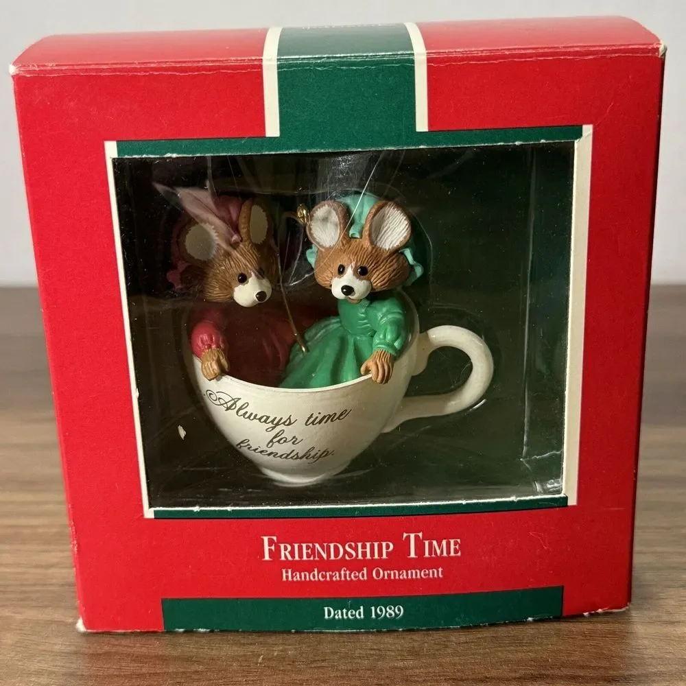 Vintage‎ 1989 Two Mice In A Teacup Always Time For Friendship Ornament Hallmark
